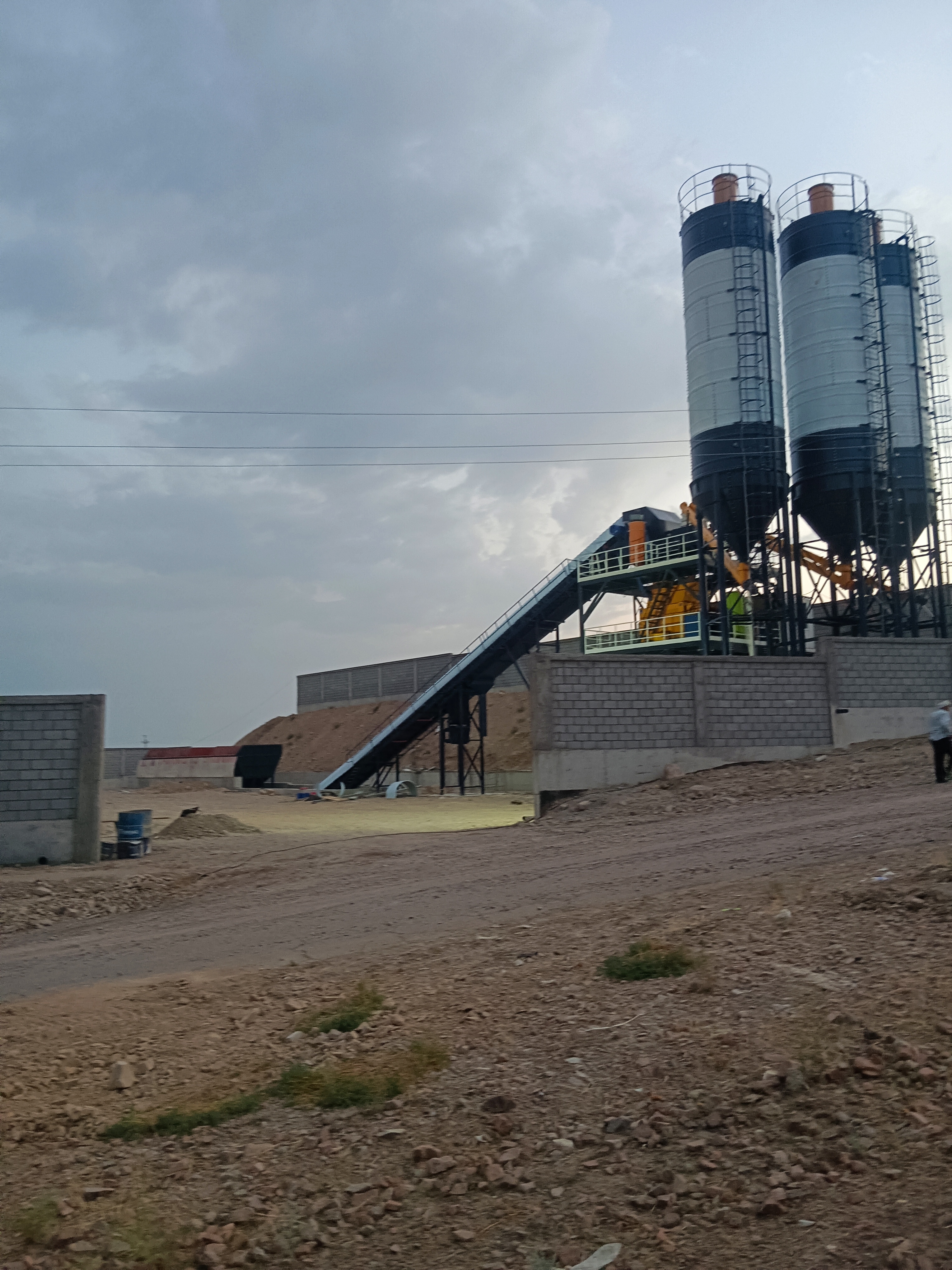 HZS120 concrete batching plant at a customer site in Kyrgyzstan