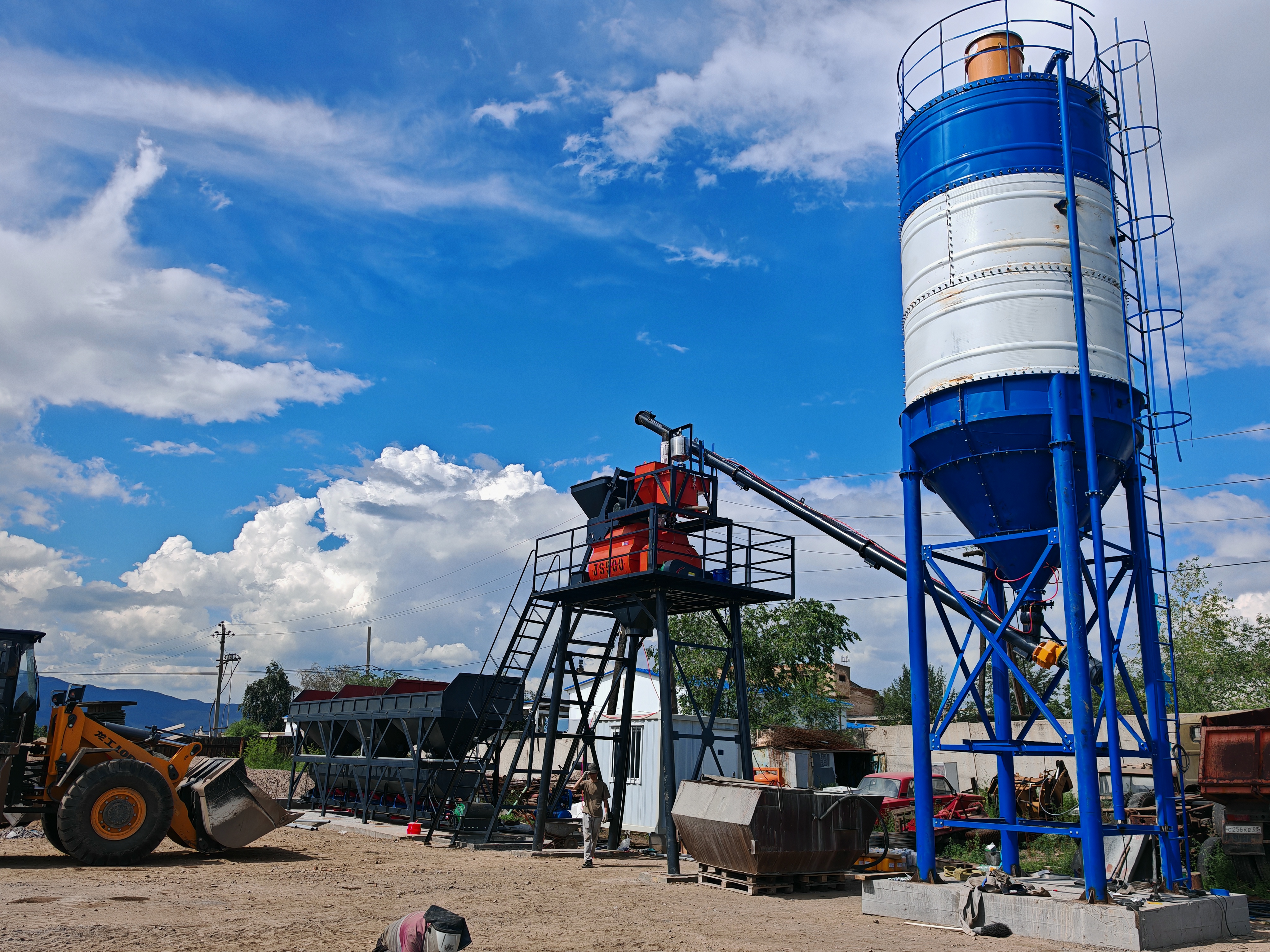 HZS25 concrete batching plant at a customer site in Russia